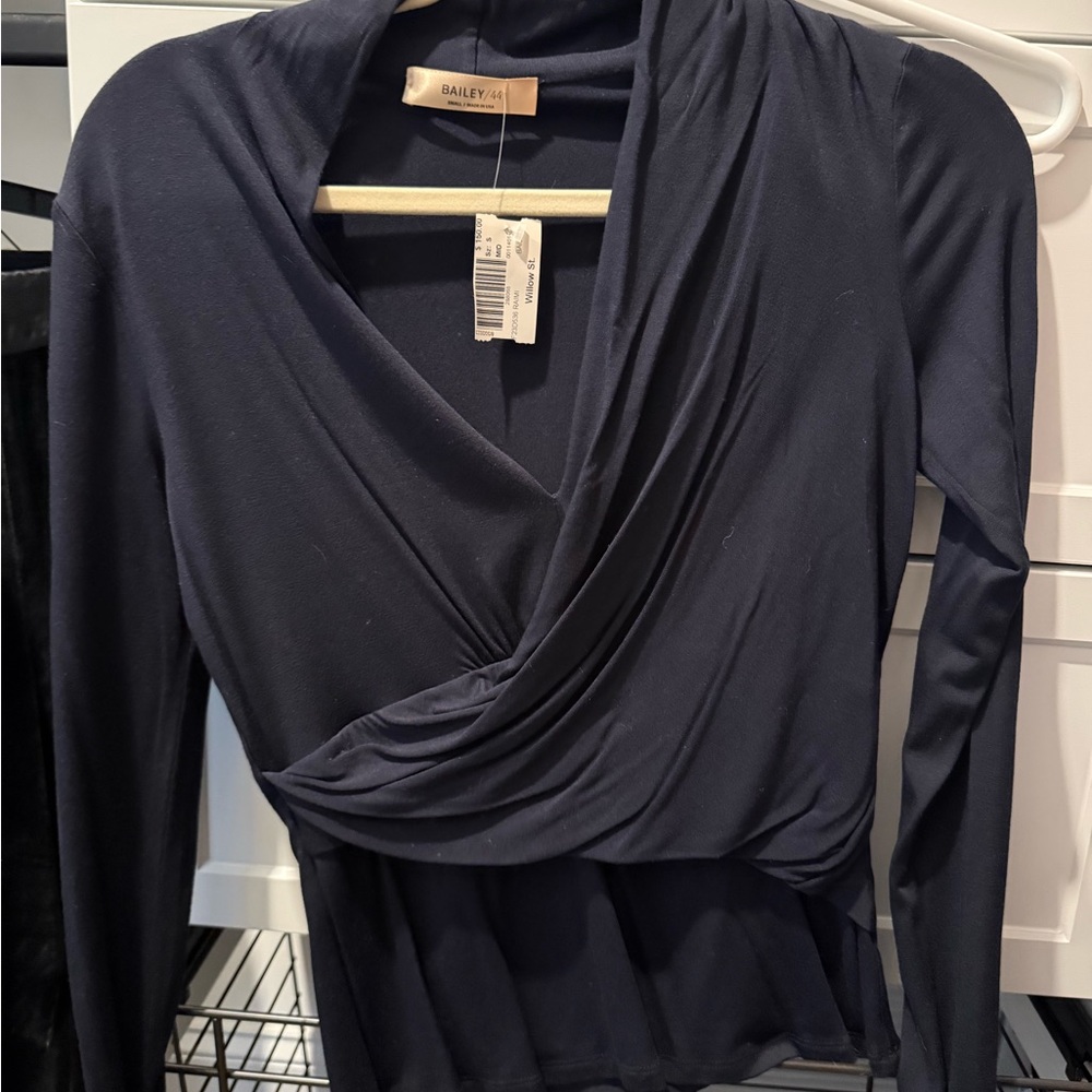 Bailey 44 Deep Blue Draped Blouse